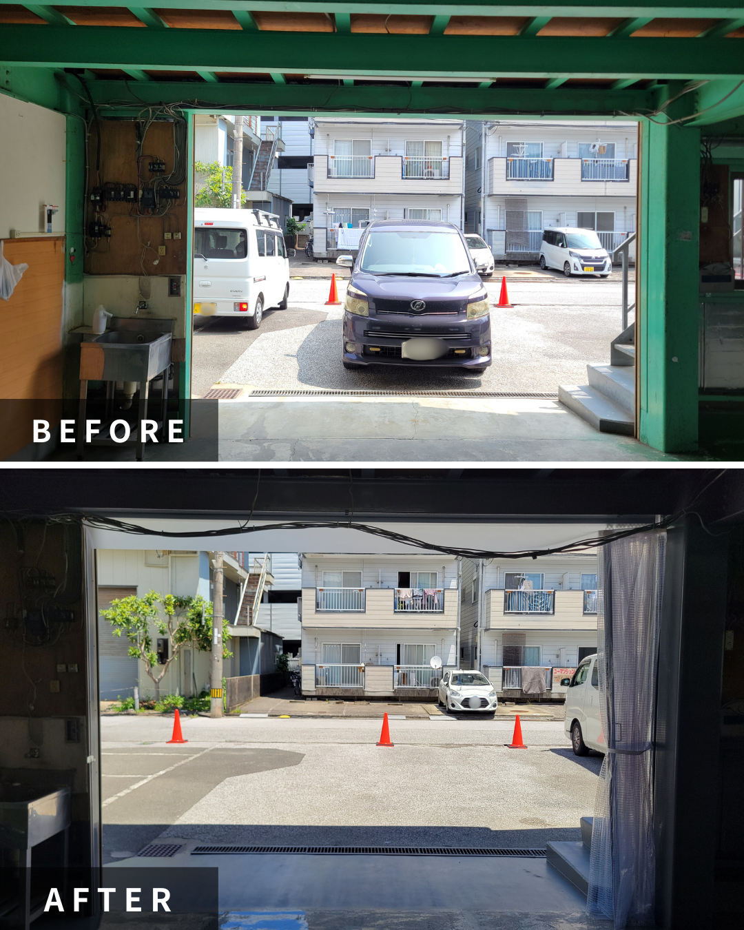 工場内の間仕切りビニールカーテン施工